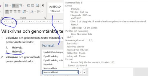 Arbete med formatmall